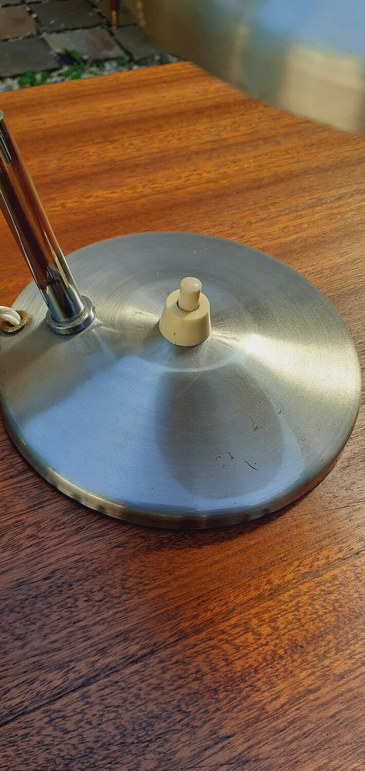 Flexible lamp vintage accent design or bedside year 70 brushed metal