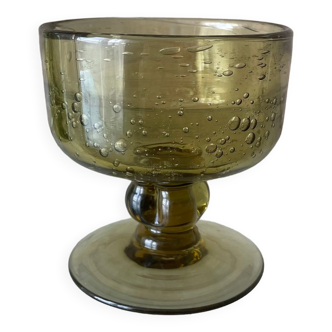 Verre - coupe biot en verre soufflé et bullé