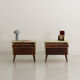 Pair of vintage bedside tables completely restyled in pale green on solid beech compass legs