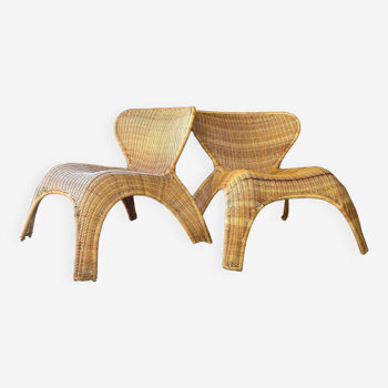 Pair of “gulte” rattan armchairs by ikea 1990