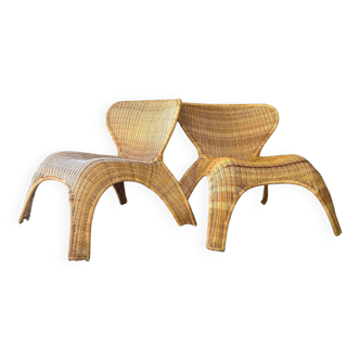 Pair of “gulte” rattan armchairs by ikea 1990