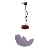50's, 60'S design pendant lamp in opaline and teak by Goffredo Reggiani.