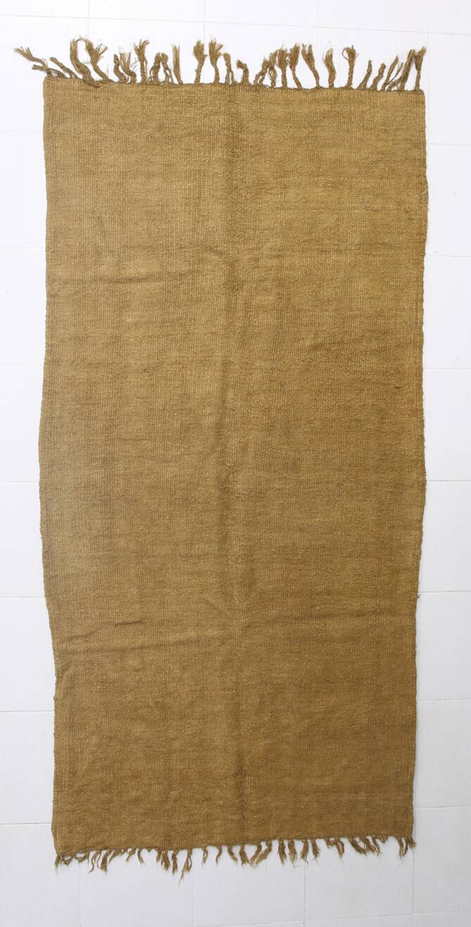 Turkish Dark Mustard Vintage Kilim Rug, 135x268Cm