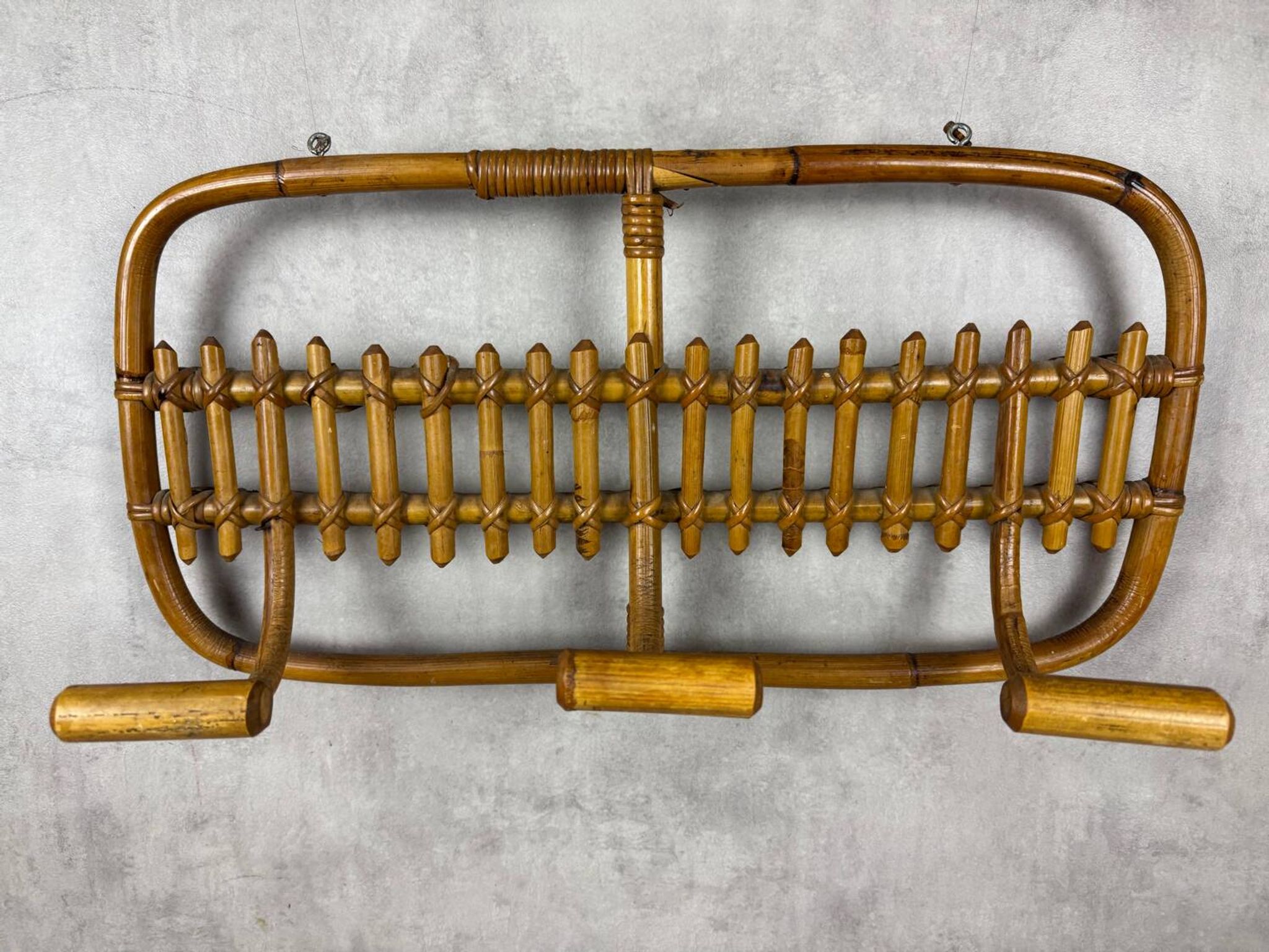 1960s Italian Rattan Coat Rack