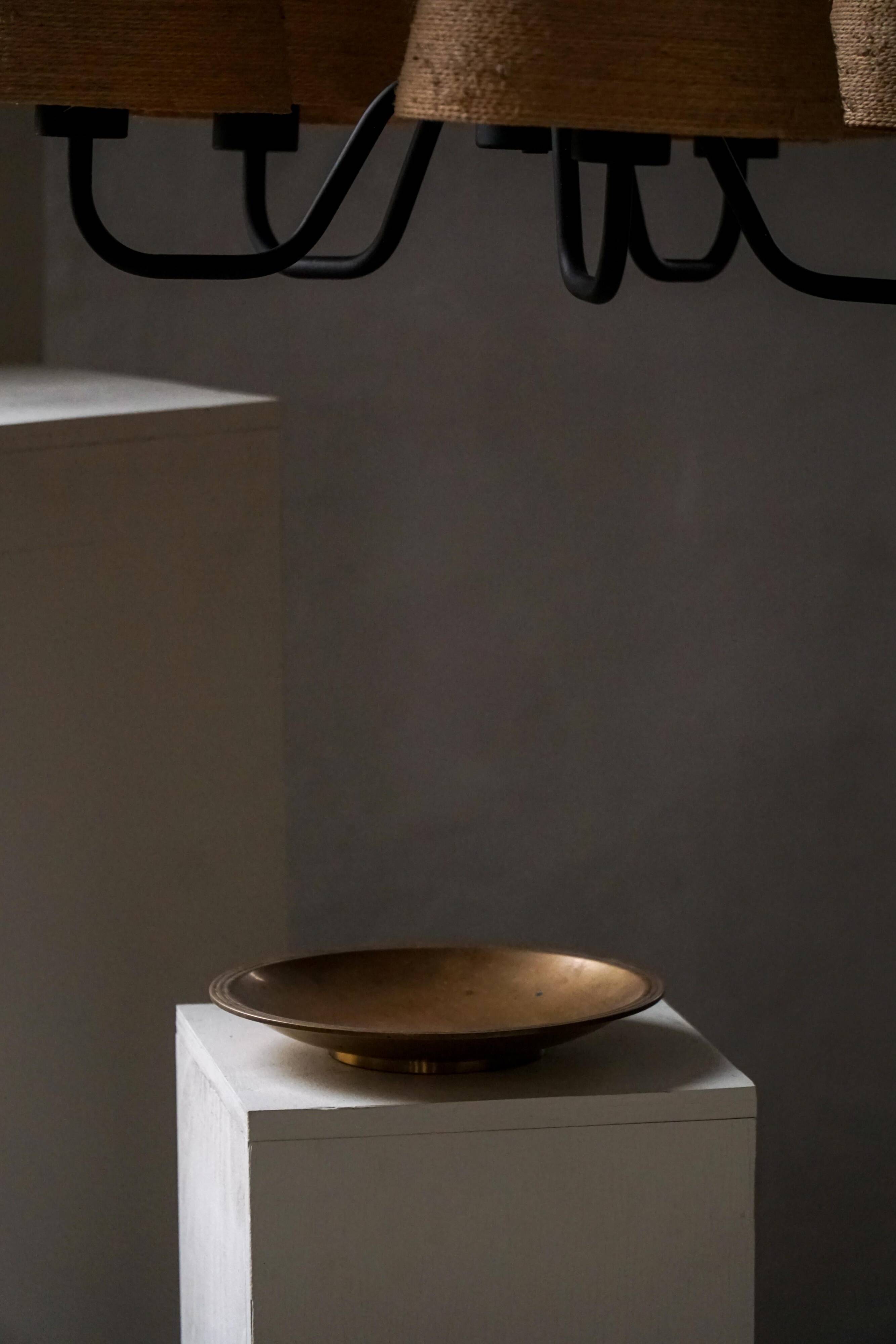 Danish Art Deco bronze bowl patinated by Just Andersen, "Just B-2025 DENMARK"