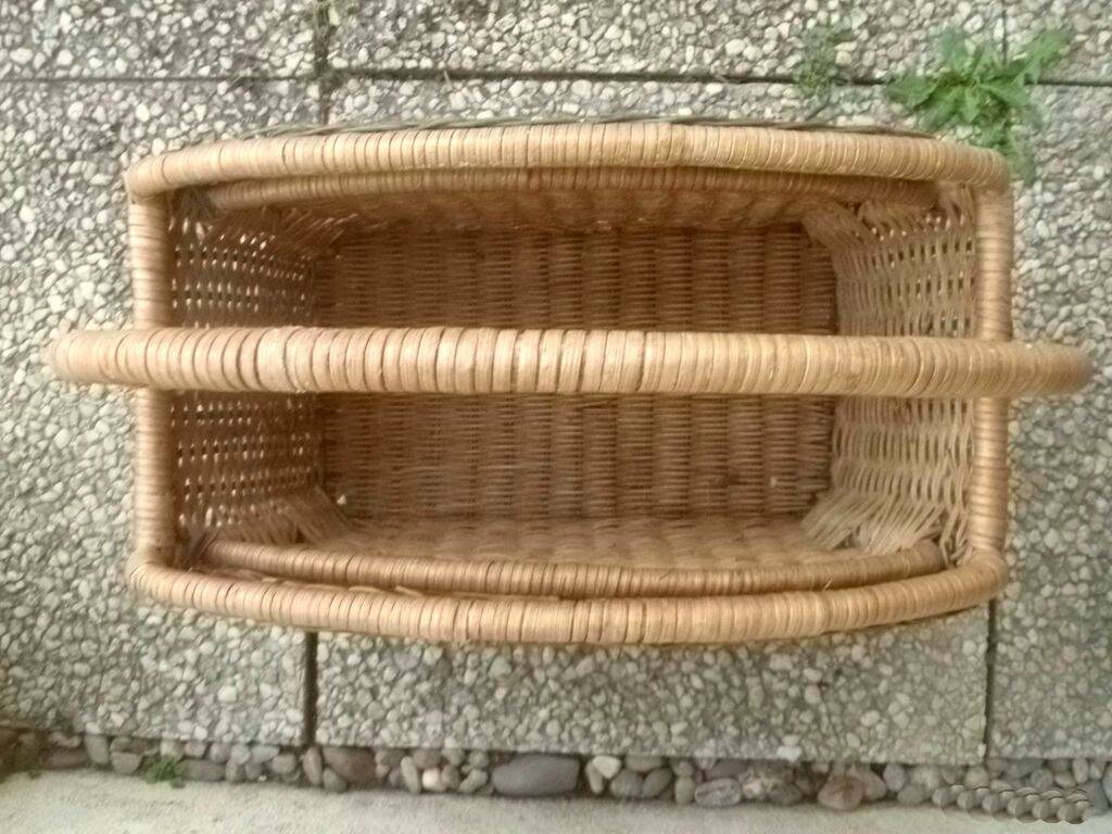 rattan magazine rack, vintage