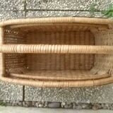rattan magazine rack, vintage