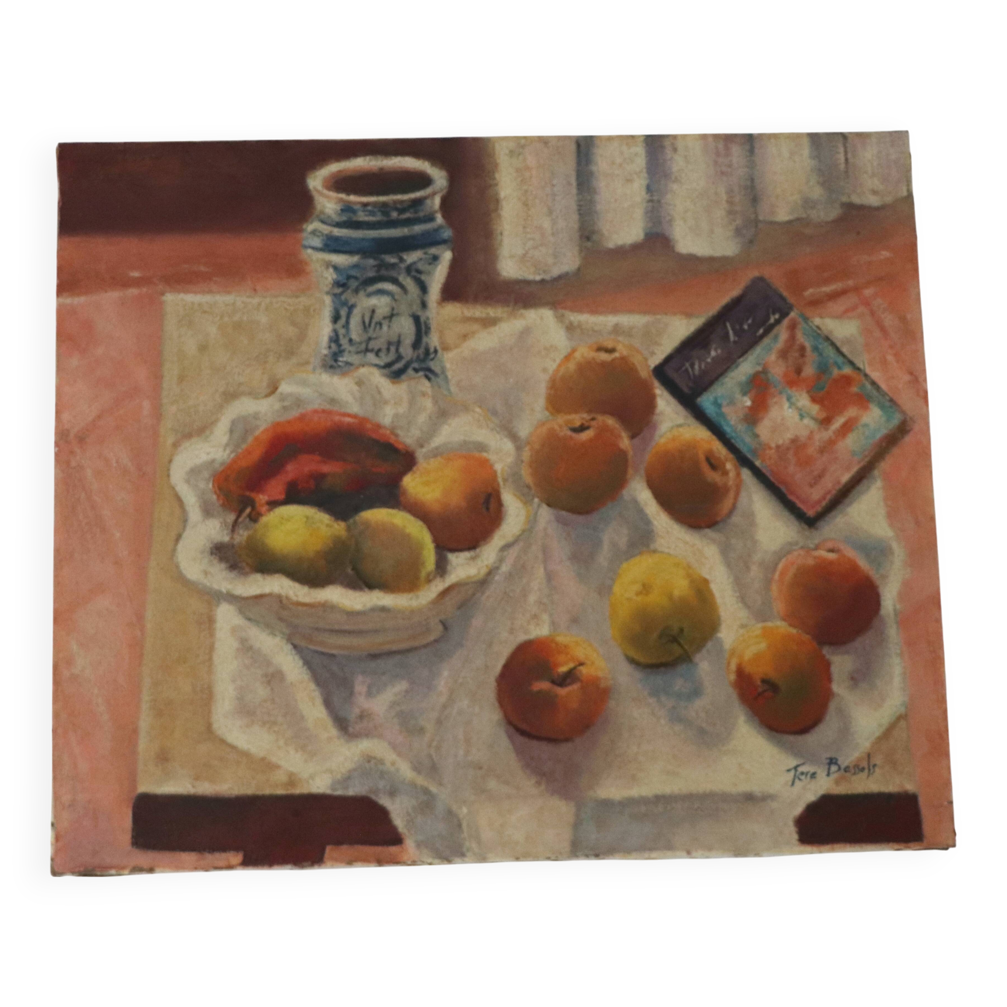 Oil on canvas Still life with fruits XX Minorca