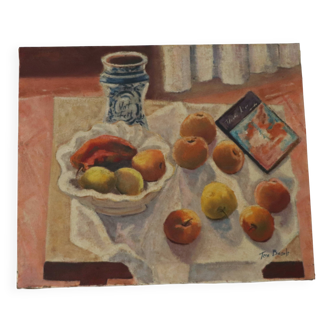 Oil on canvas Still life with fruits XX Minorca