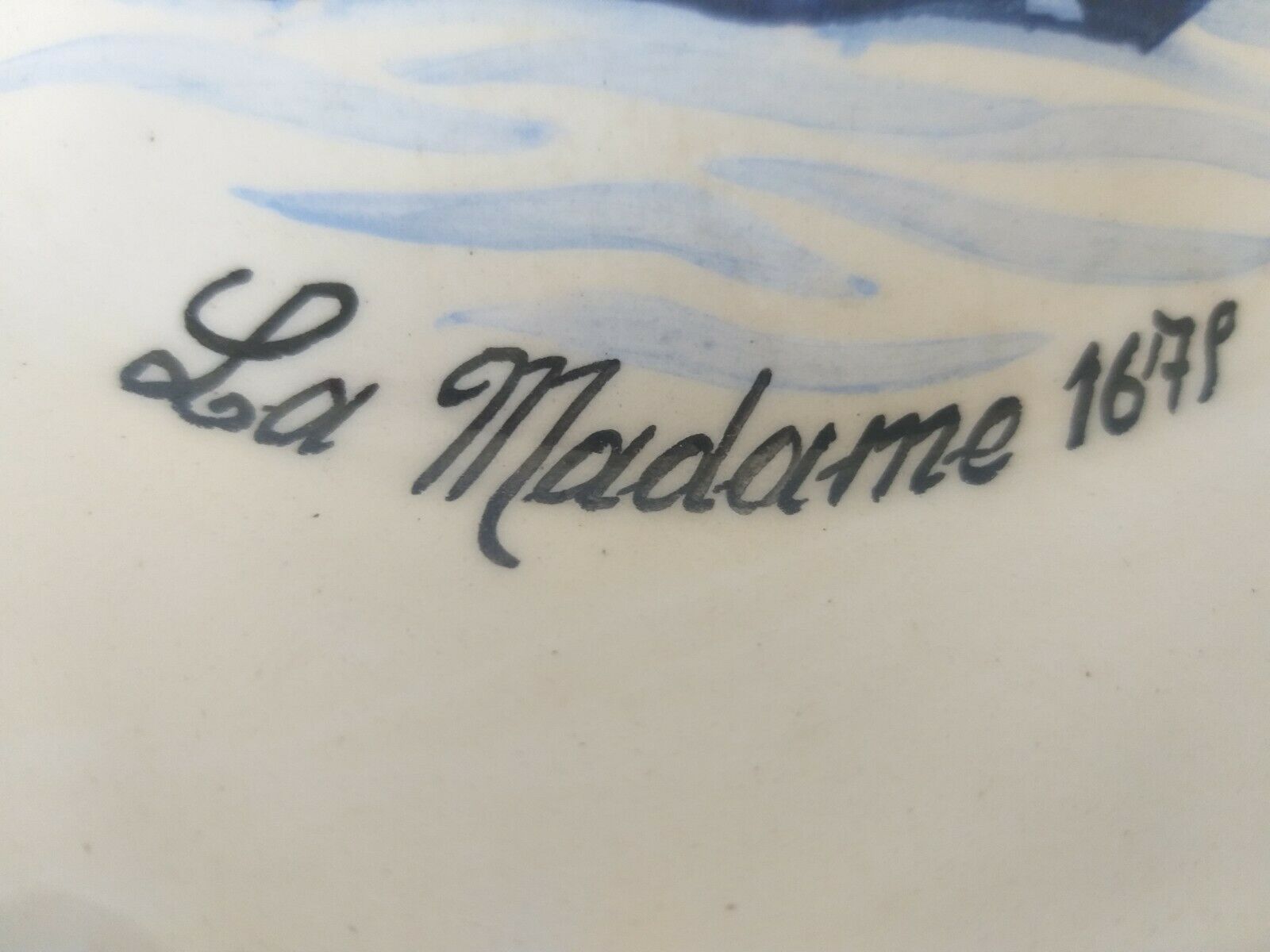 Plate hb quimper boat la madame 1678 rv f1 d5589 lisere bleu