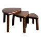 Nested tripod tables made of solid wood, in a modernist brutalist style.