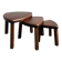 Nested tripod tables made of solid wood, in a modernist brutalist style.