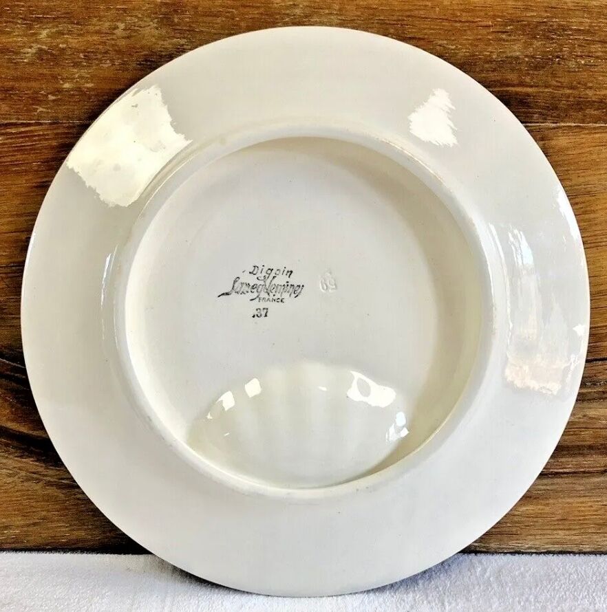 Set of 6 old Digoin Sarreguemines asparagus slushie plates