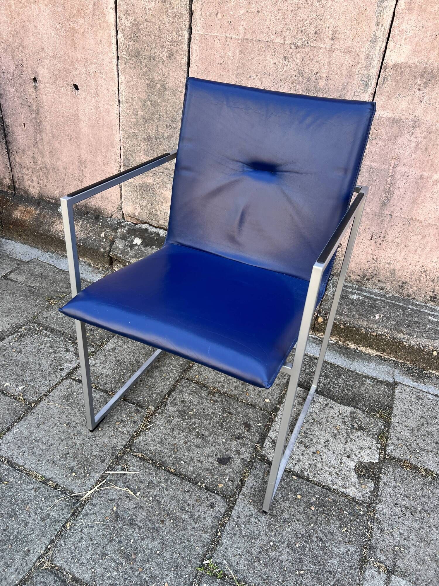 Four Arco Frame Dining Chairs / Blue Leather / Burkhard Vogther