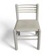 5 x dining chairs / light grey wooden frame / leather seat / Germany 1970s / labeled "ideen für kuchen - innenarchitektur"