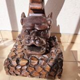 19th century carved wooden dragon column