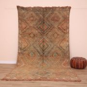 Peach Vintage Moroccan Rug 186 x 329 cm, Berber Wool Rug, Handmade Boho Rug