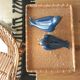 2 oiseaux bleu en Faïence émaillée