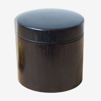 Boîte tubulaire en bois dur noir type ébène vintage