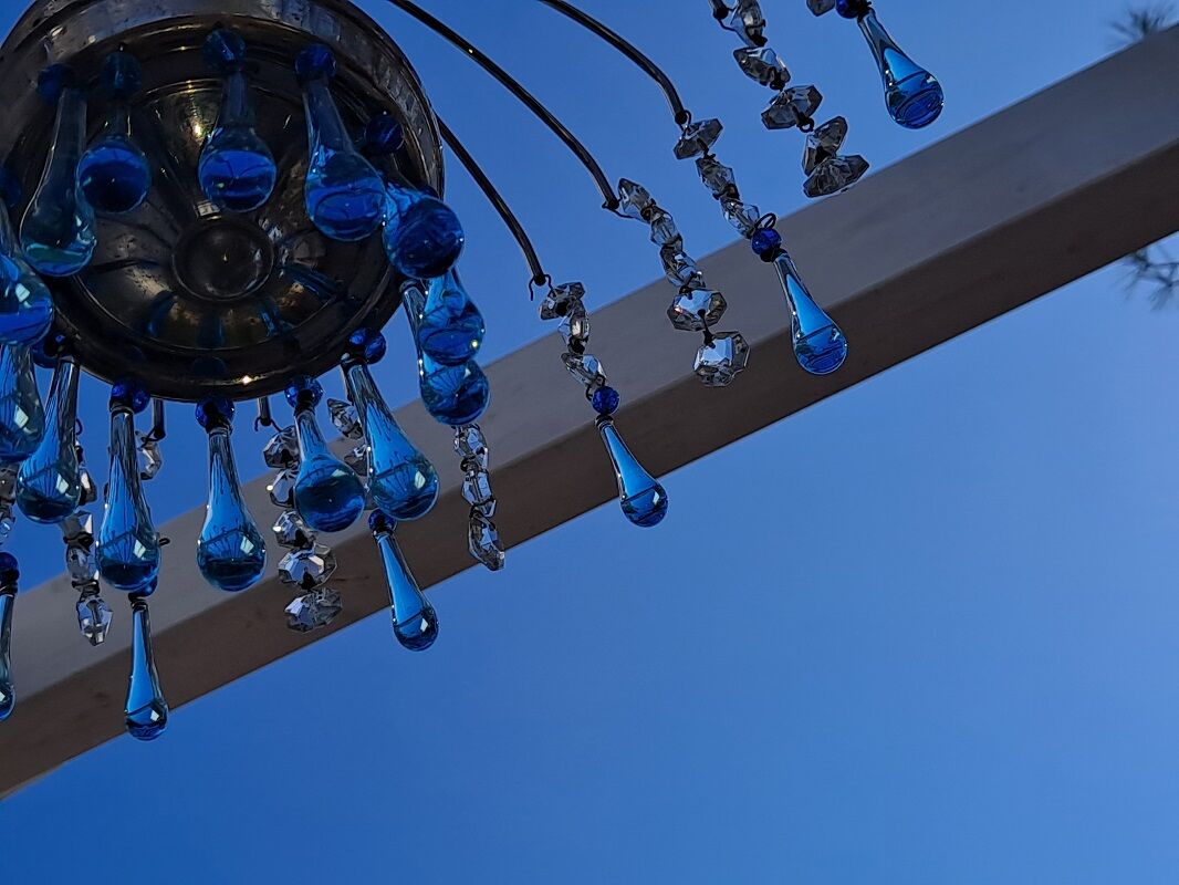 Mid Century Italian Murano Chandelier Blue