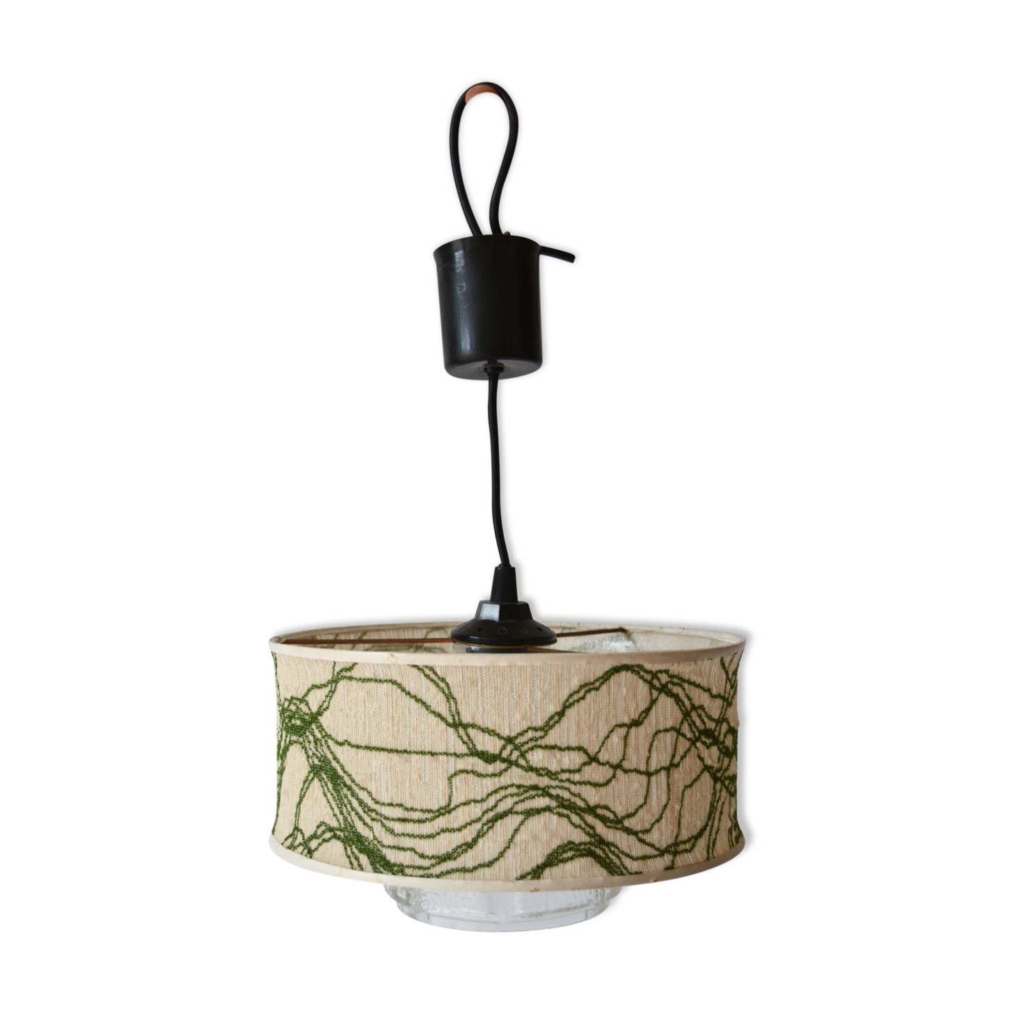 Glass and fabric hanging lamp