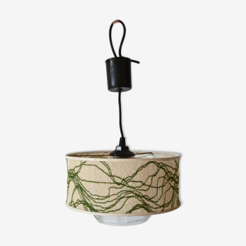 Glass and fabric hanging lamp