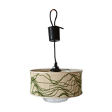 Glass and fabric hanging lamp