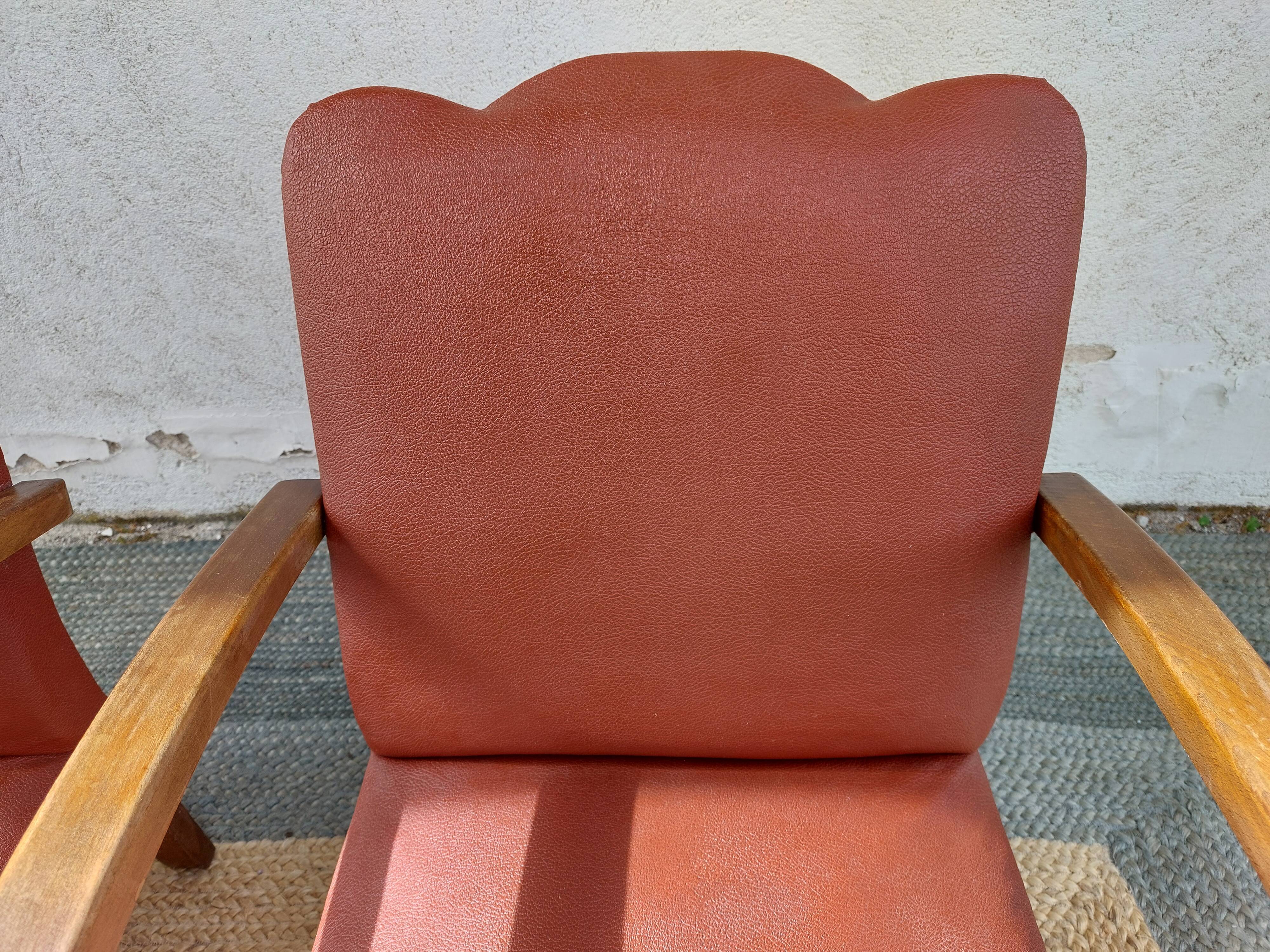 paire de fauteuils art déco, terracotta