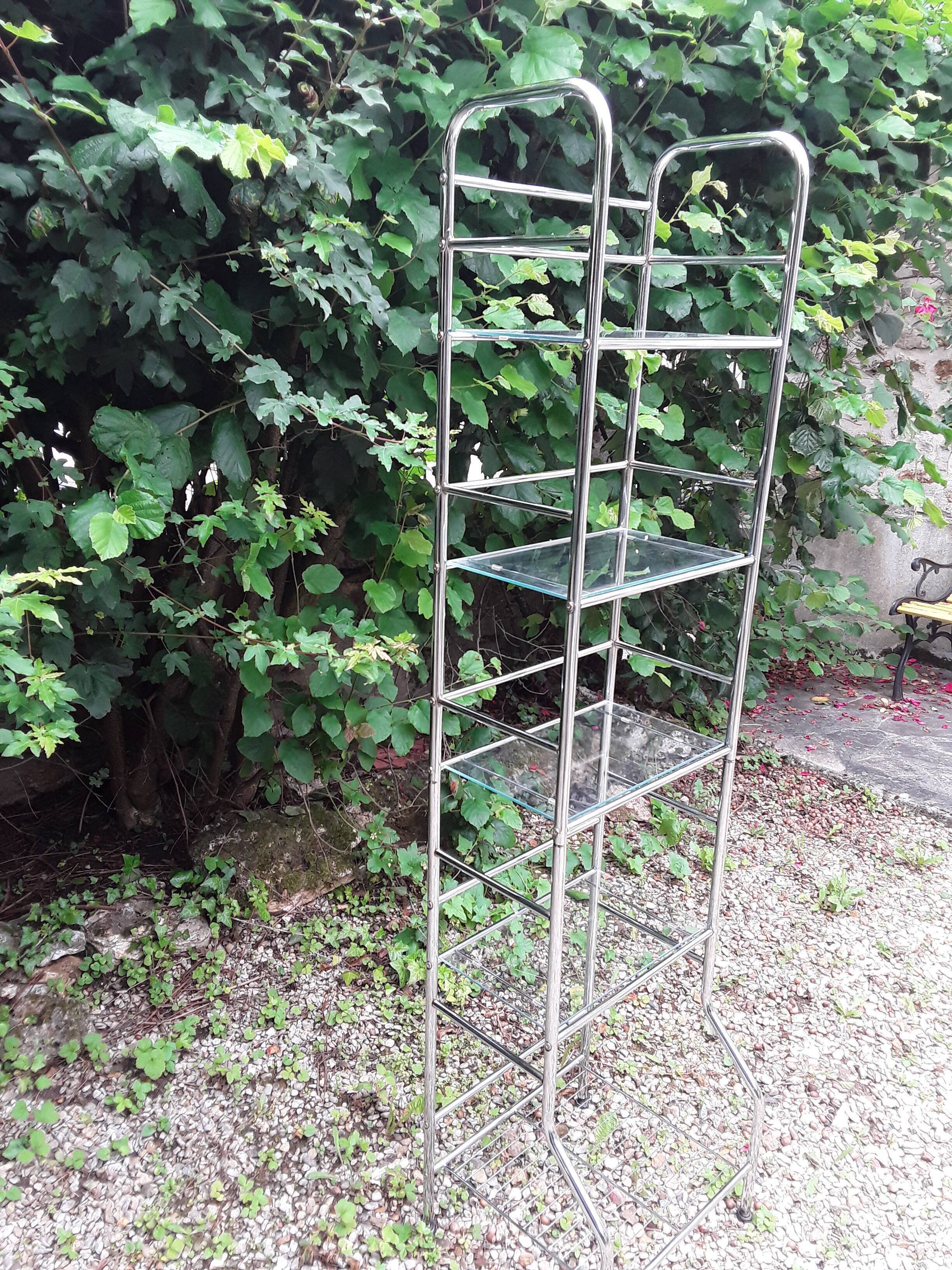 Chromed metal design shelf