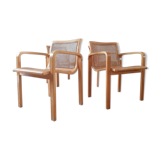 Ensemble de 4 chaises à manger en bois cintrés et en canette
