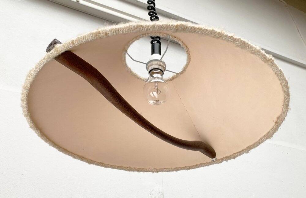Wood and wool suspension from the mid-century, 1960s.