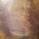 Oil painting on canvas Barbizon School framed and signed
