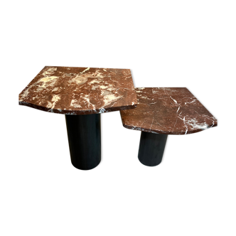 double table top marble burgundy and foot steel