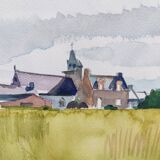 Watercolor by Michel Roubille, Saint Colomban 1978