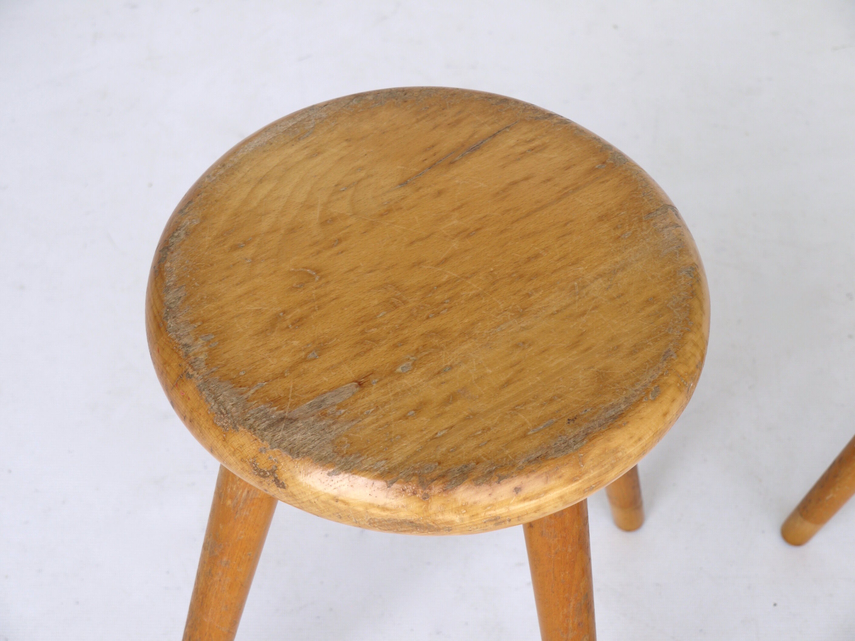 Vintage children's beech wood stools. 1950s. set of 2