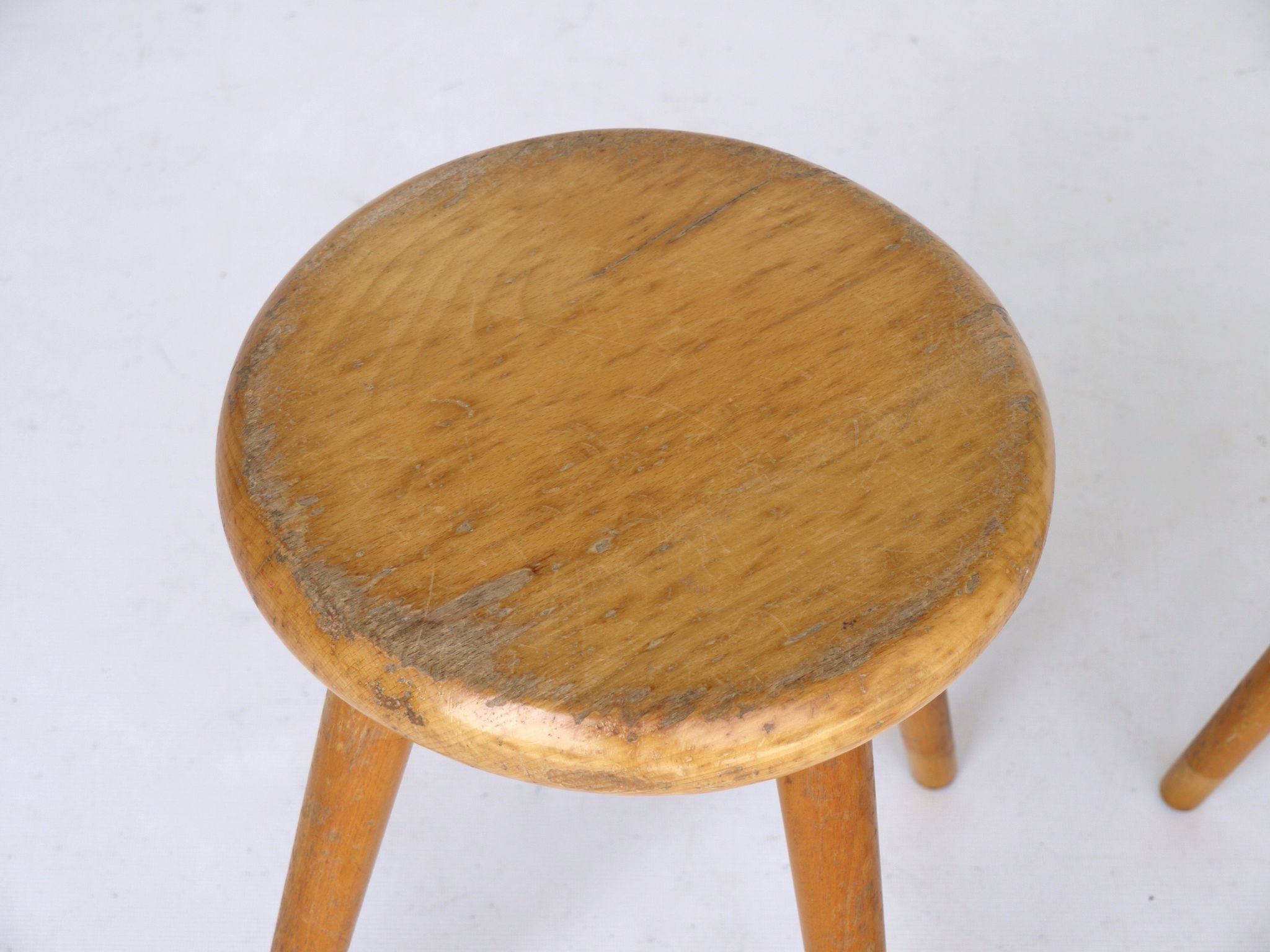 Vintage children's beech wood stools. 1950s. set of 2