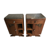 Art Deco wood and marble bedside