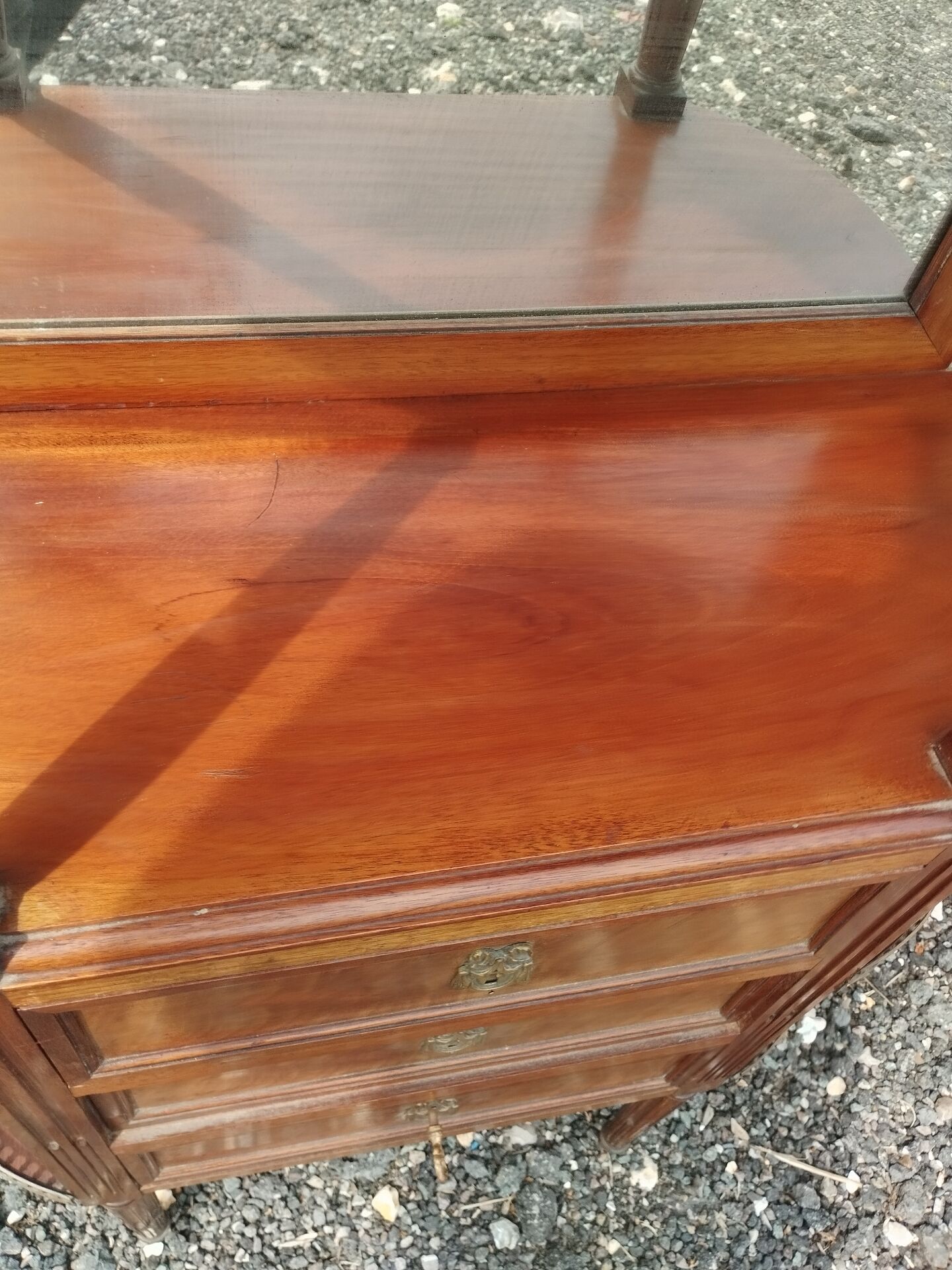 Antique Louis XVI style commode with marble top.