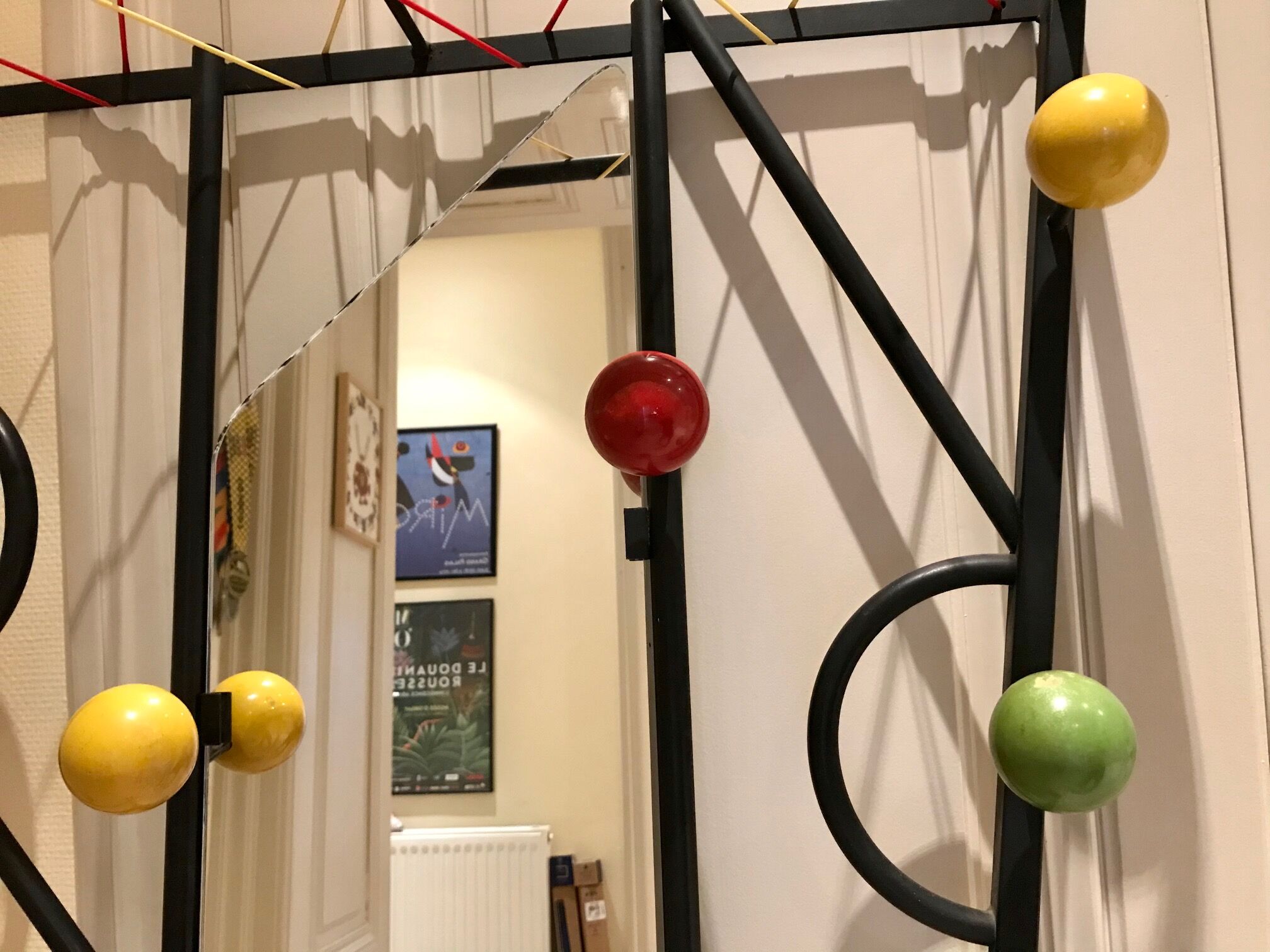 60s wall dressing room door, with colorful balls