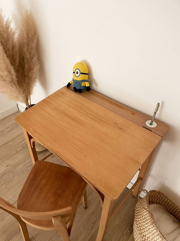 Pupitre/Bureau enfant et sa chaise - Baumann - Années 50/60