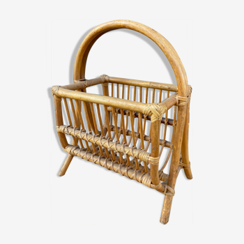 Porte revue vintage en rotin rattan french newspaper rack