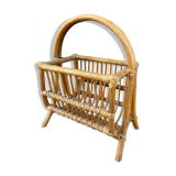Vintage magazine door in rattan rattan french newspaper rack