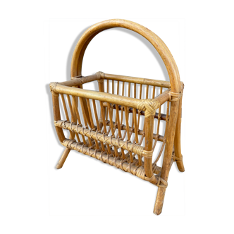 Porte revue vintage en rotin rattan french newspaper rack