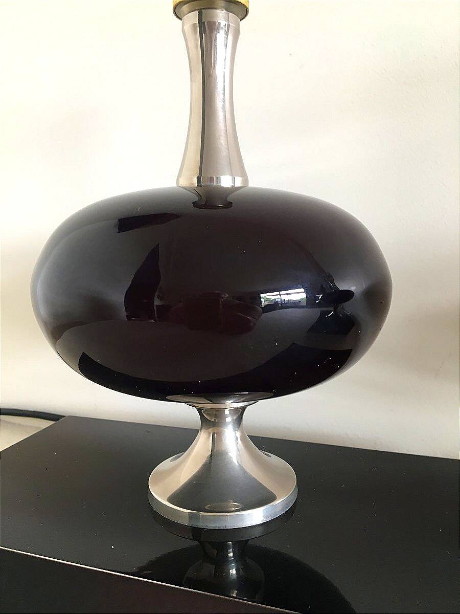 Pair of lamps, resin and chrome steel, by Philippe Barbier, circa 1970.
