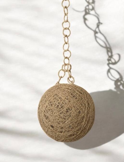 Lustre suspension boule chanvre ficelle