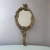 Miroir de main en laiton art déco des thirthies 15x30cm