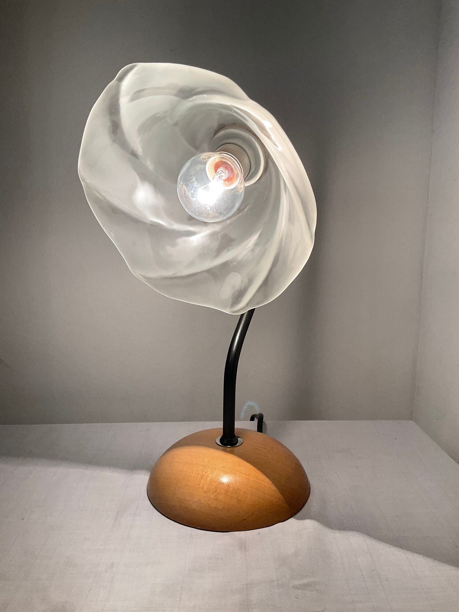 Vintage lamp from the 80s in wood and metal
