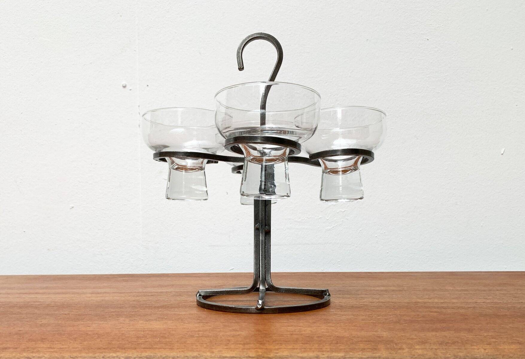 Danish metal and glass candlestick, 1960s