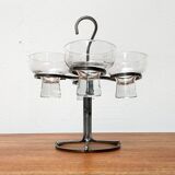 Danish metal and glass candlestick, 1960s