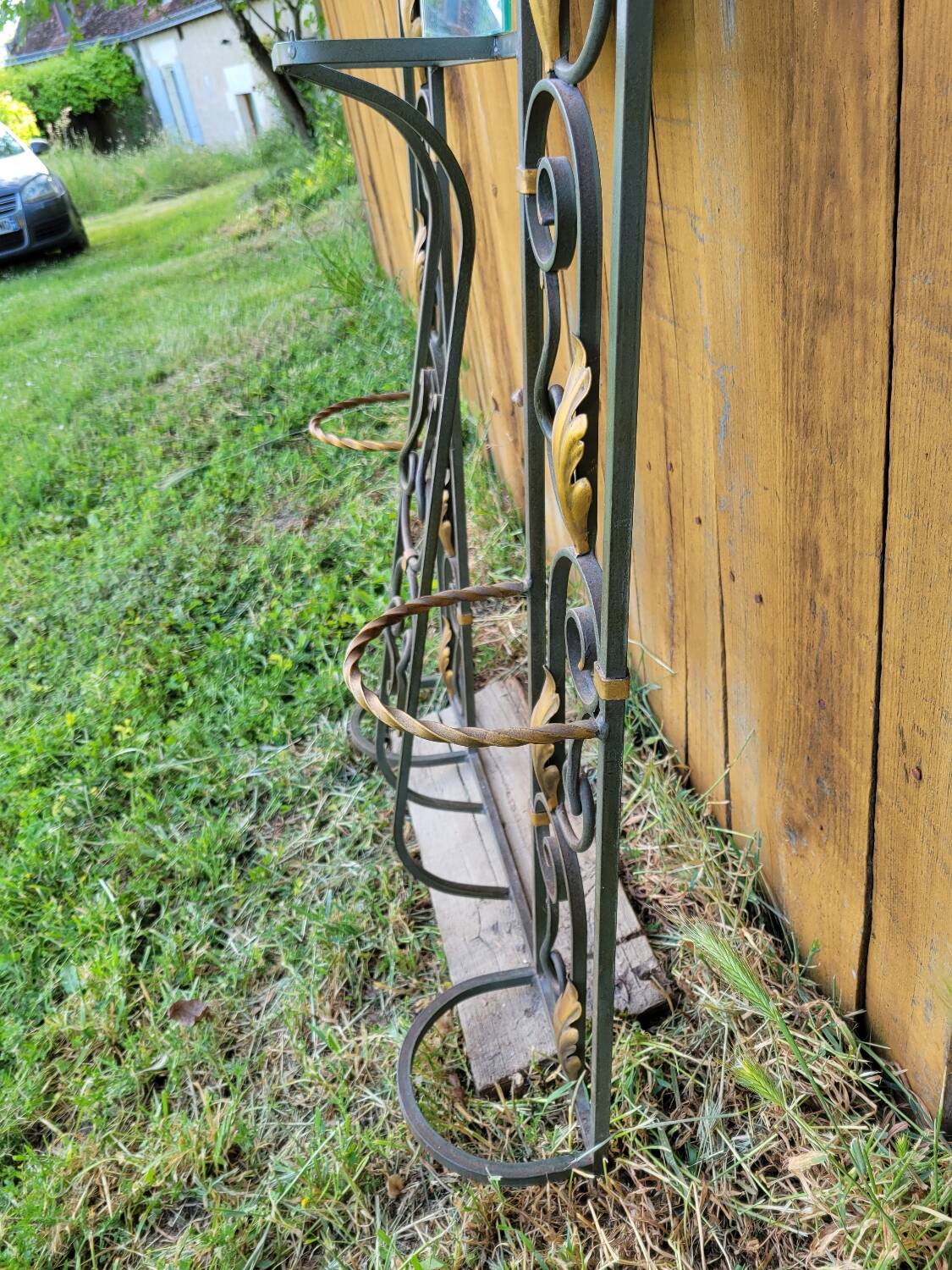 Art Deco 1930s wrought iron coat rack and hat stand